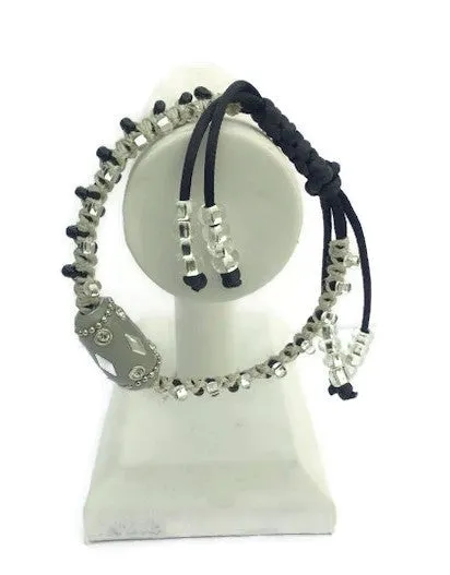 Handmade macrame bracelet, black nylon cord, The shadow bracelet