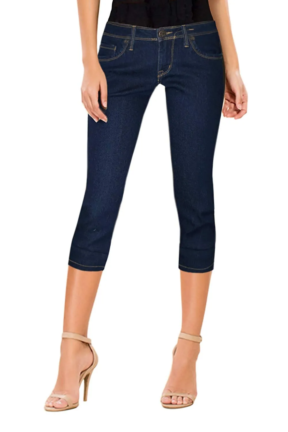 HyBrid & Company Capri para mujer con efecto perfeccionador de figura, mezclilla