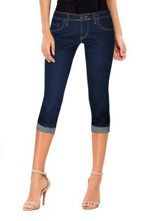 HyBrid & Company Capri para mujer con efecto perfeccionador de figura, mezclilla