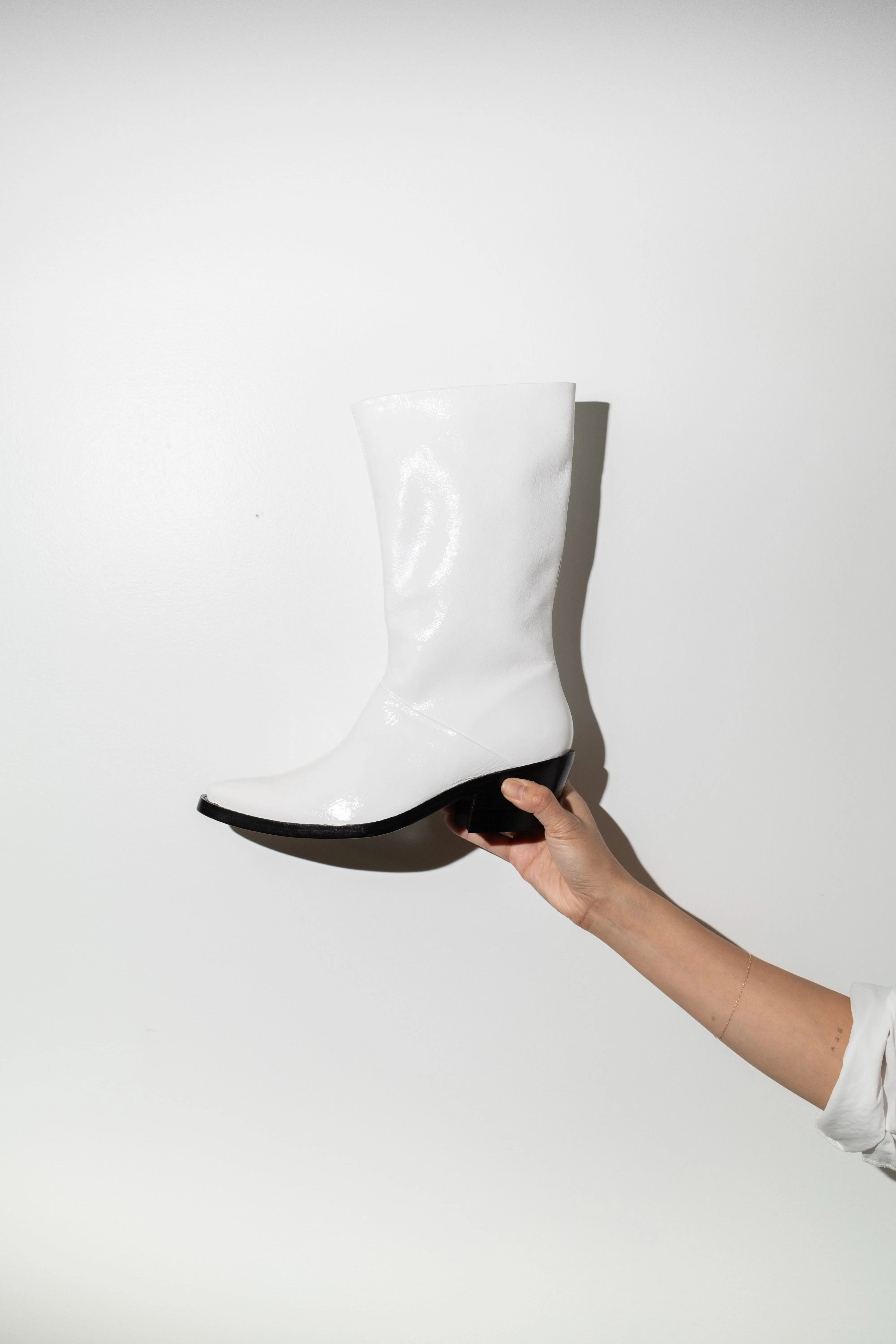 Jackie Boot in Glossy White