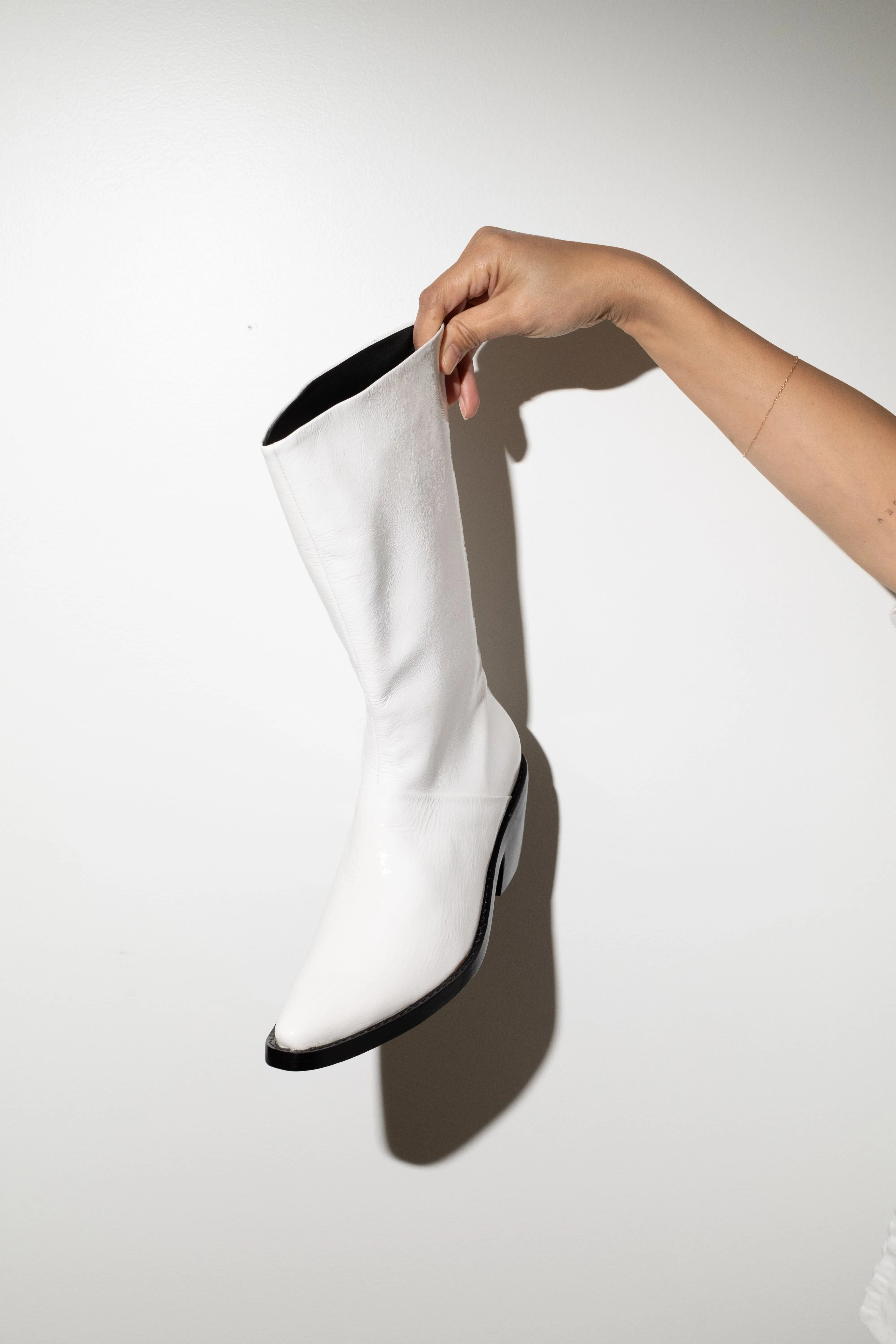 Jackie Boot in Glossy White