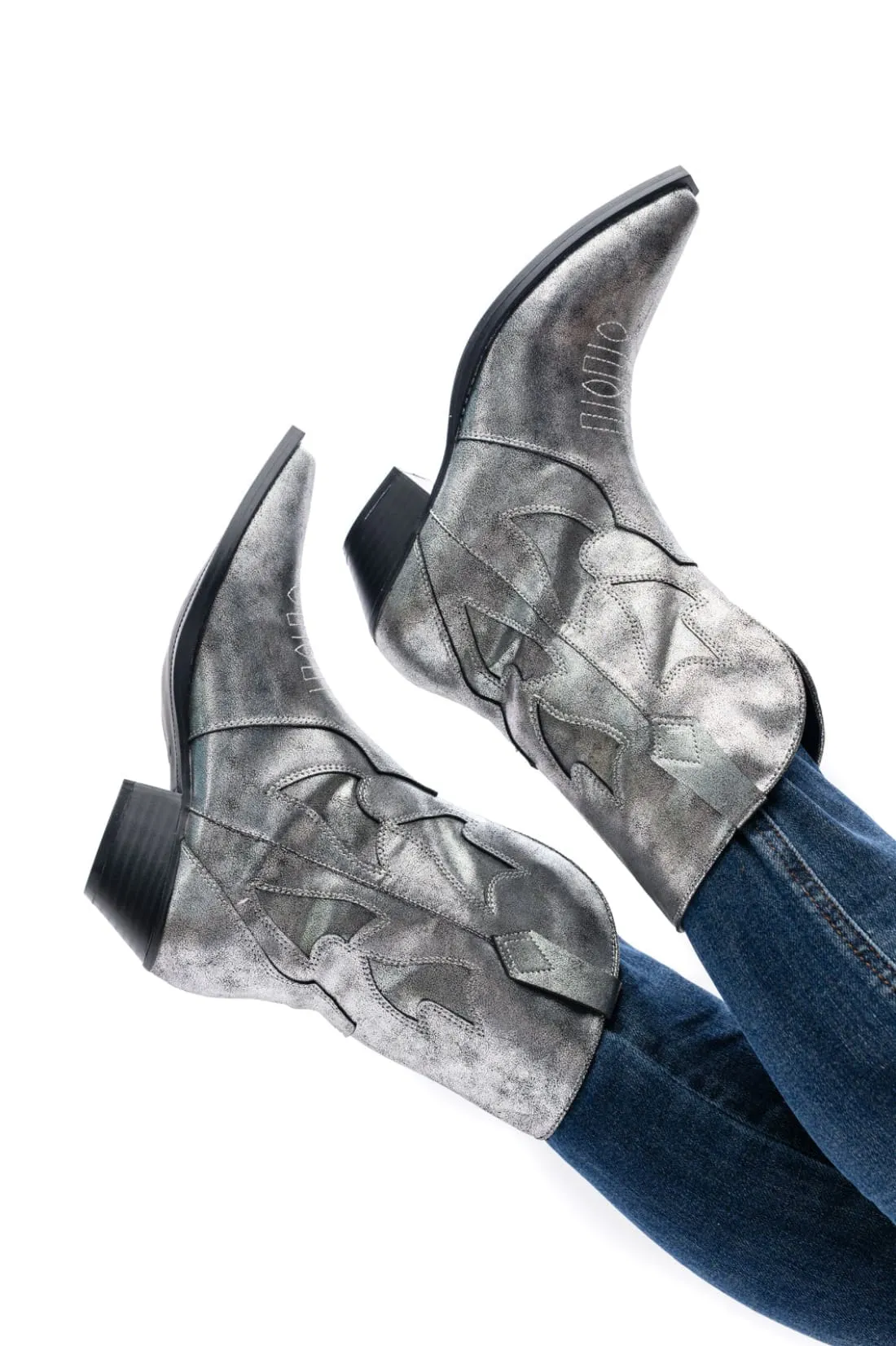 Jersey Metallic Boot in Silver