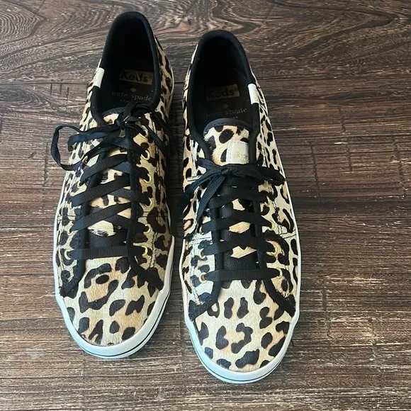 Keds x Kate Spade Kickstart Genuine Calf Hair Sneakers Leopard Print Size 9