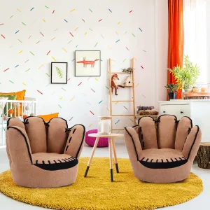Kids Armrest Sofa Five Finger Children Leisure Upholstered Chair Brown