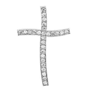 Large Wavy Diamond Cross Pendant, 1.97CT in 14K White Gold