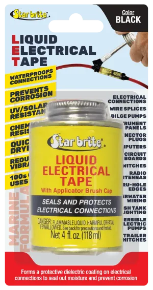 Liquid Electrical Tape - Black Vinyl Coating - 4oz Can with Applicator Brush