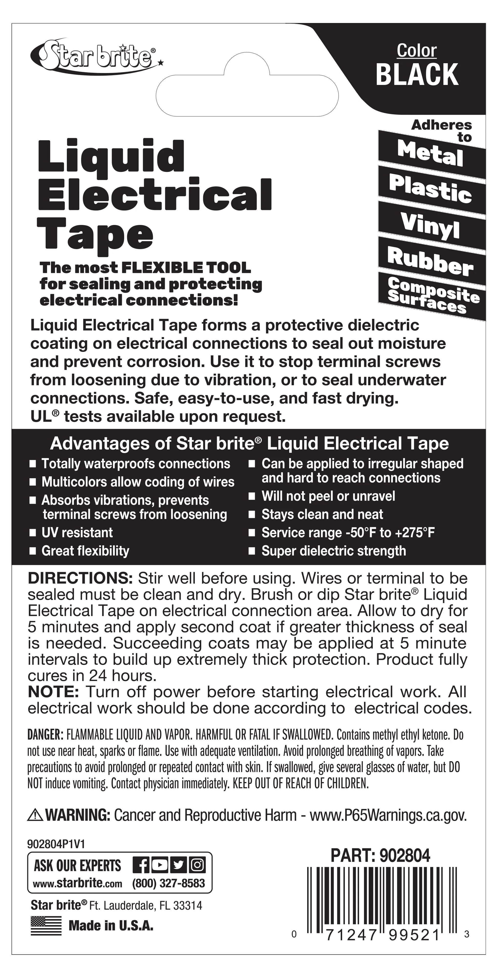 Liquid Electrical Tape - Black Vinyl Coating - 4oz Can with Applicator Brush