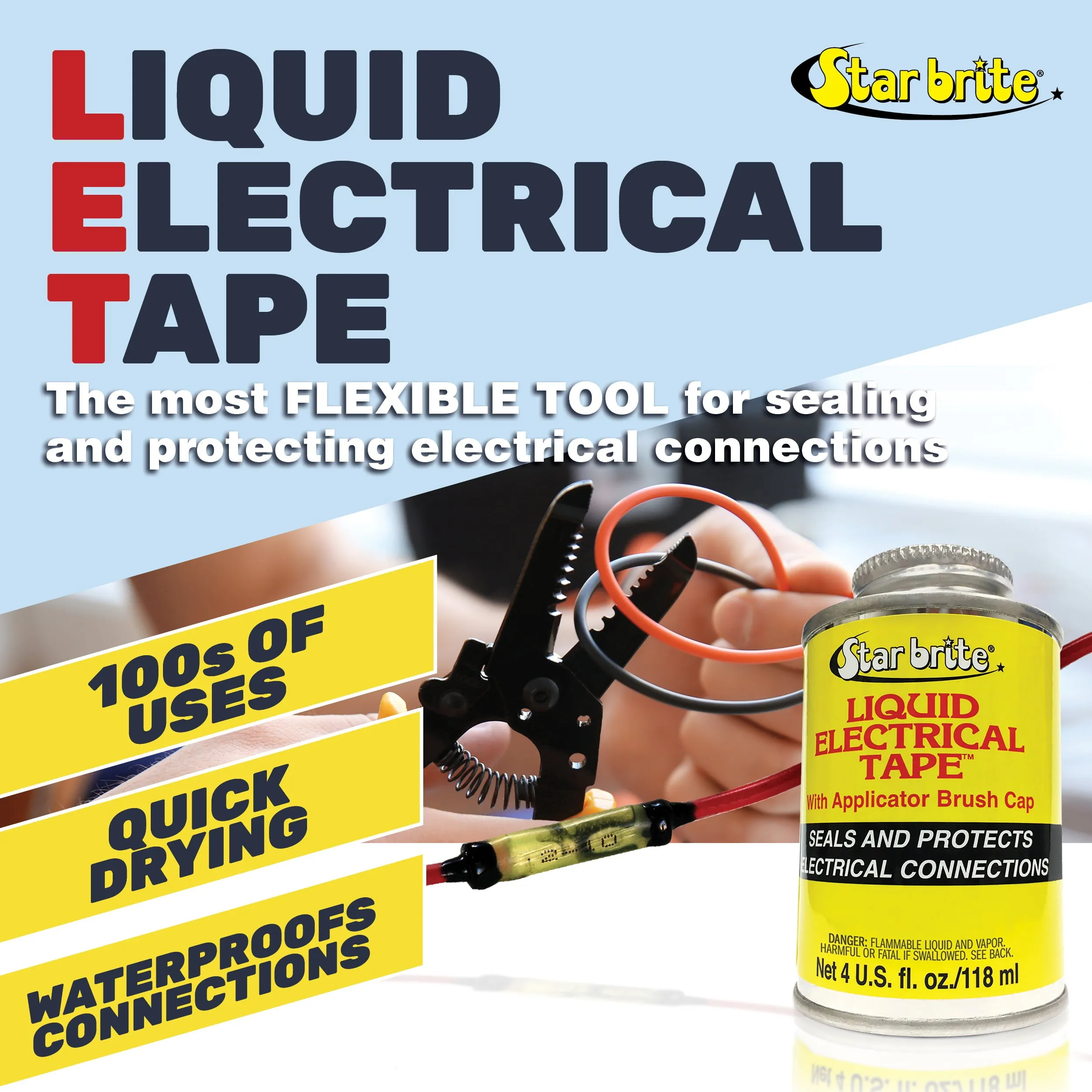 Liquid Electrical Tape - Black Vinyl Coating - 4oz Can with Applicator Brush