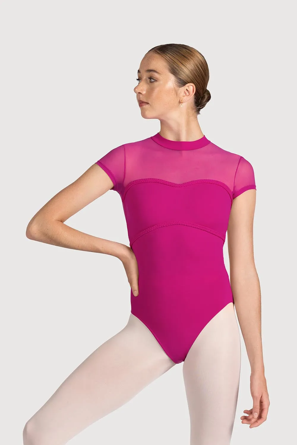 LM55104 - Mirella Miami Mesh Back Womens Cap Sleeve Leotard
