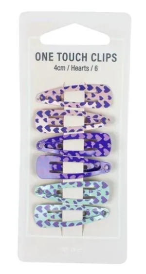 Mae One Touch Clip with Heart Design - Set of 6 Clips