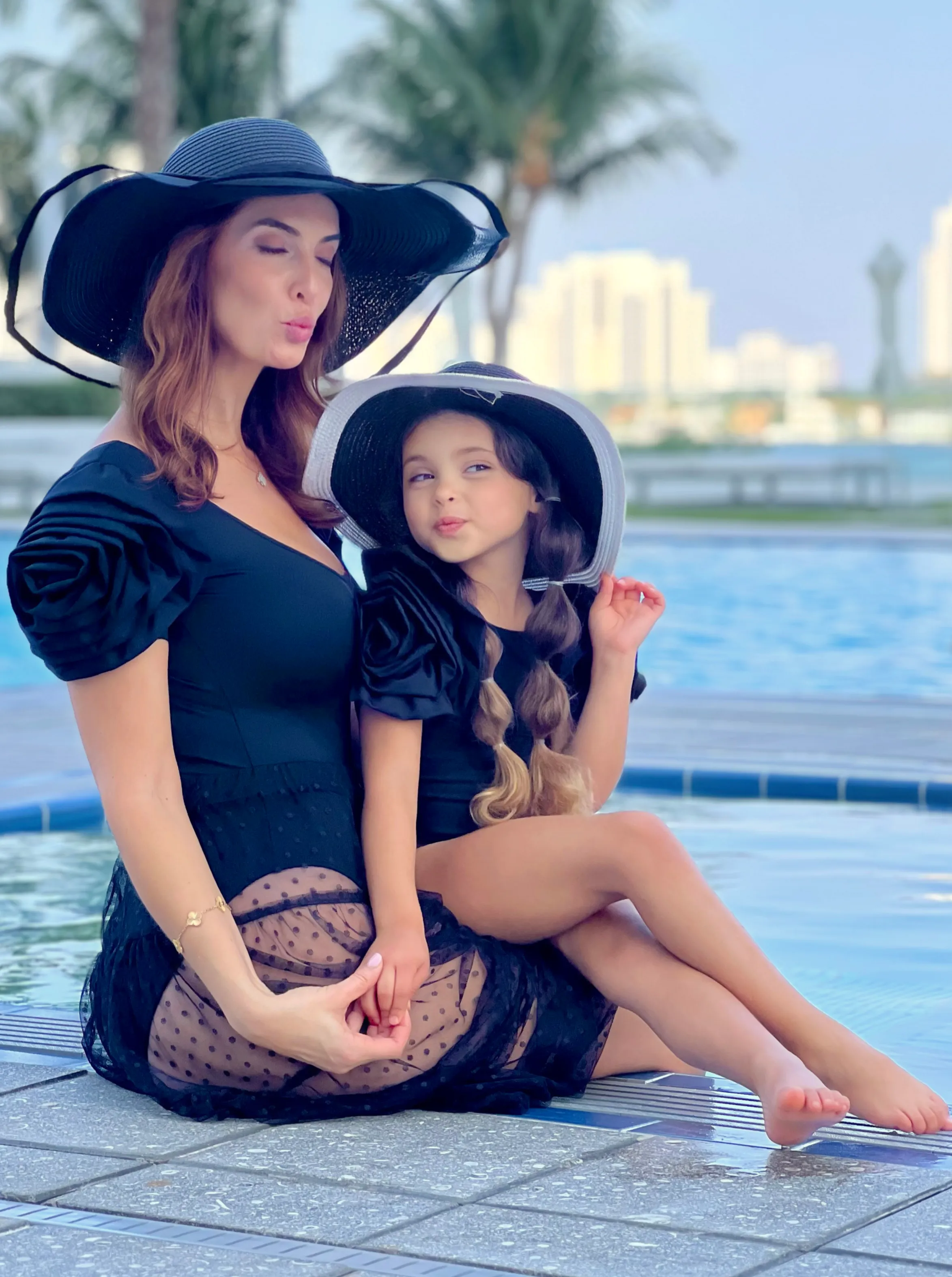 Mommy And Me Blooming Rose Sleeve One Piece Swimsuit