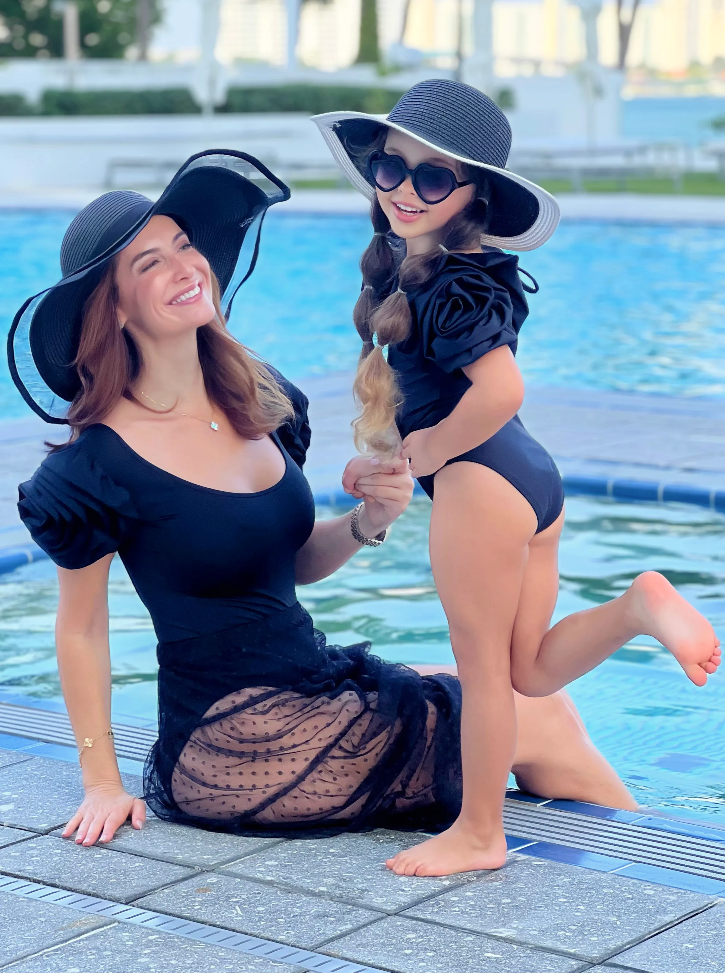 Mommy And Me Blooming Rose Sleeve One Piece Swimsuit