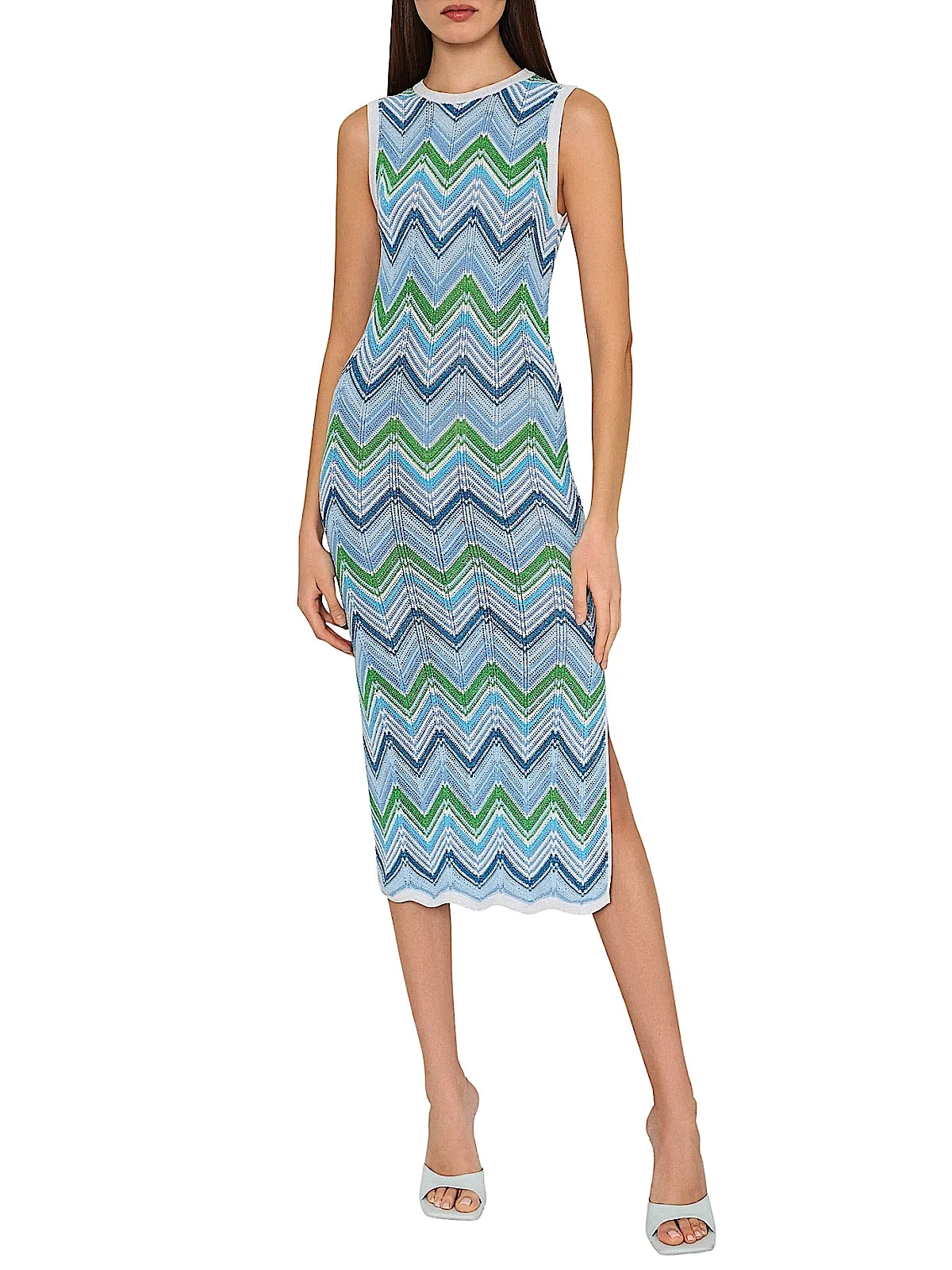 Multi Zig Zag Sleeveless Midi Dress