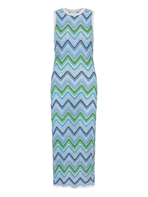Multi Zig Zag Sleeveless Midi Dress