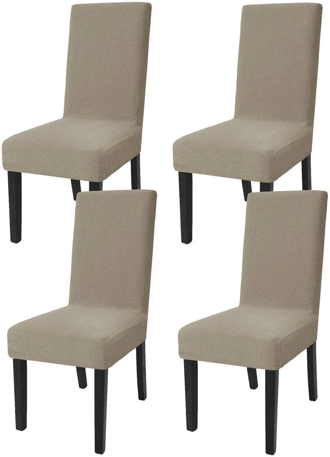 NEW Stretch Dining Chair Covers, Universal Chair Protector Twill Jacquard Removable Washable Chair Cover for Dining Room Kitchen-Khaki-Set of 4, Retails $63