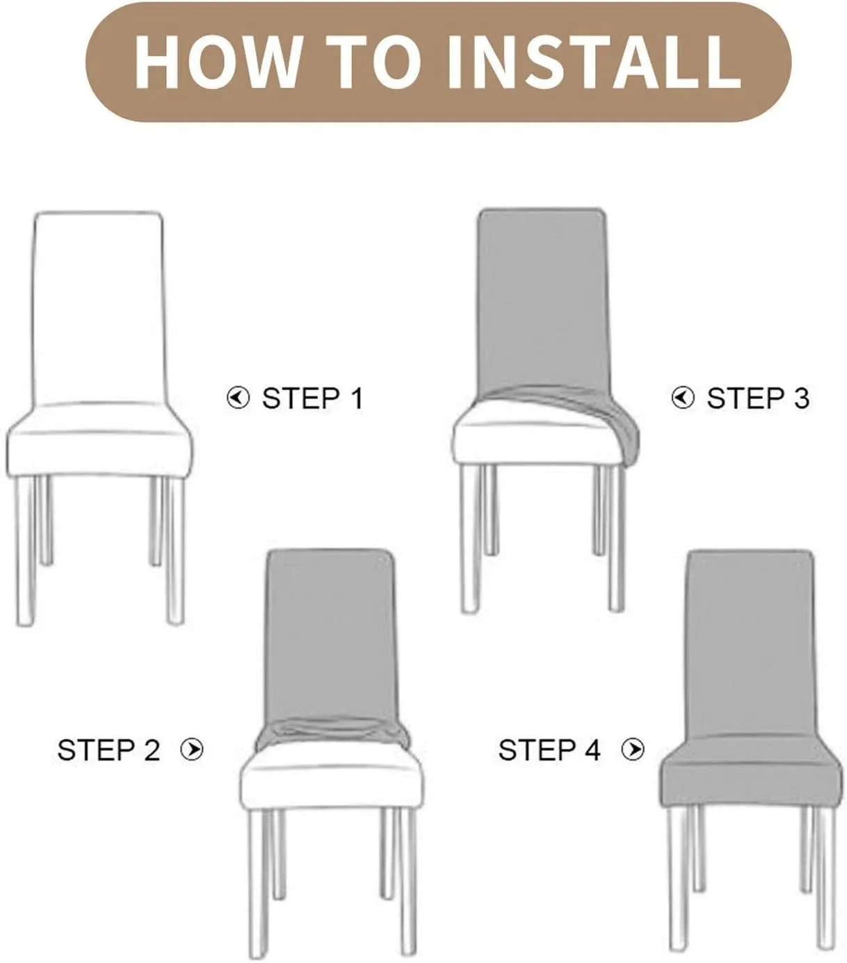 NEW Stretch Dining Chair Covers, Universal Chair Protector Twill Jacquard Removable Washable Chair Cover for Dining Room Kitchen-Khaki-Set of 4, Retails $63