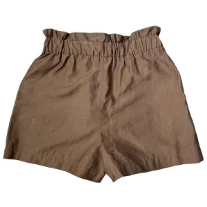 NWT ZARA Brownie High Paper Bag Waist Ruffle Shorts Size M