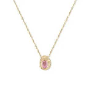 Pink Sapphire Oval Gold Slider Necklace