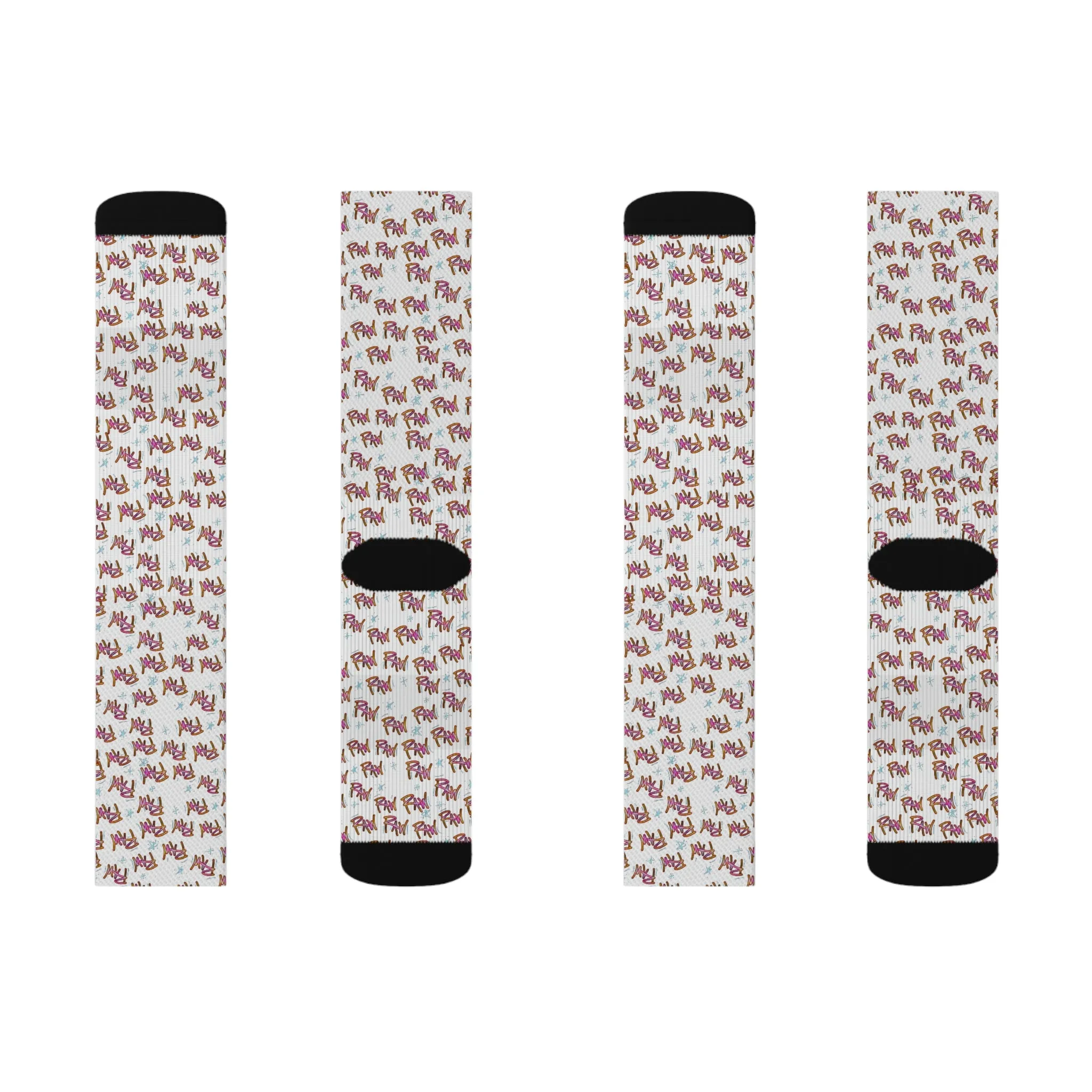 Raw Sushi "raw print" OG SOCKS white