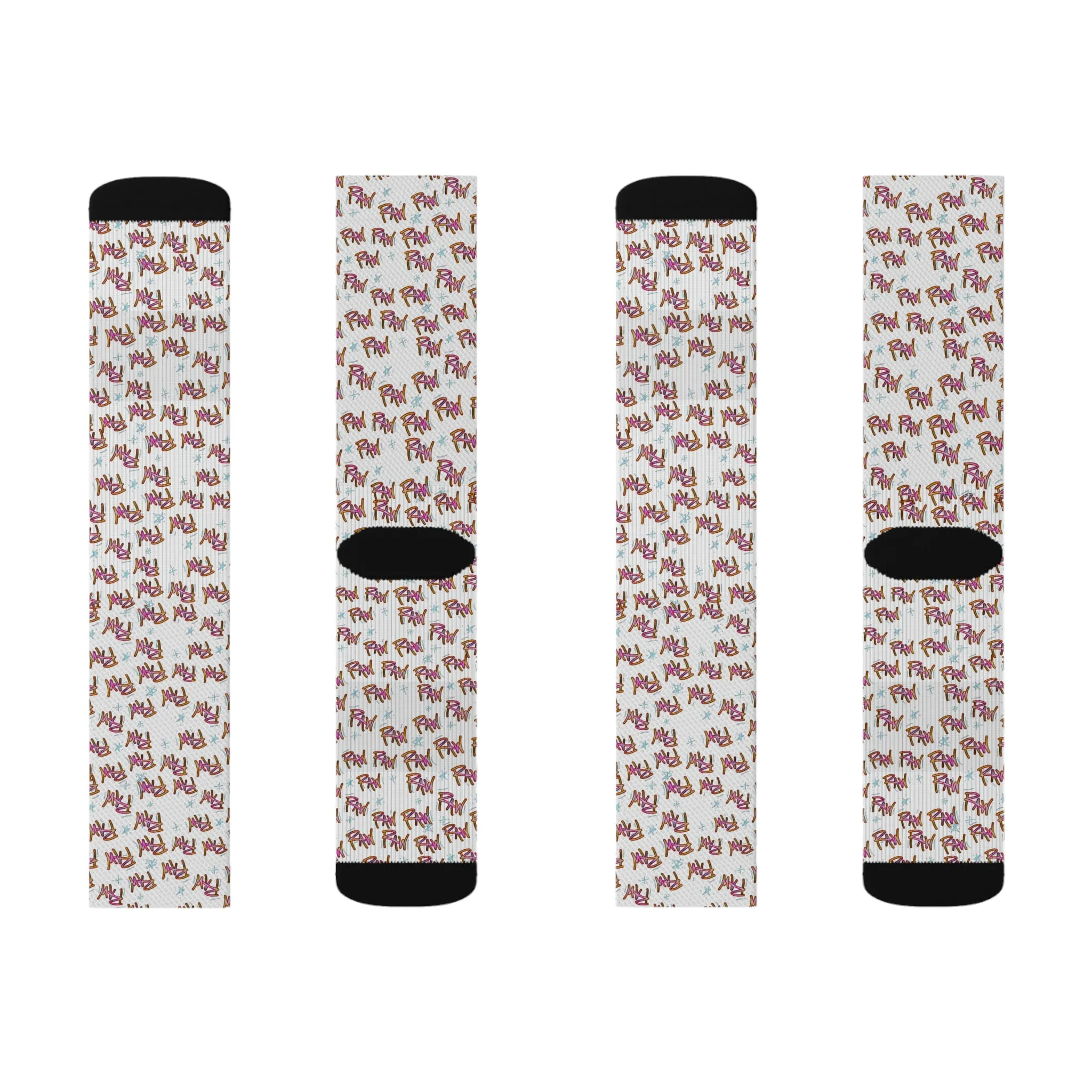 Raw Sushi "raw print" OG SOCKS white
