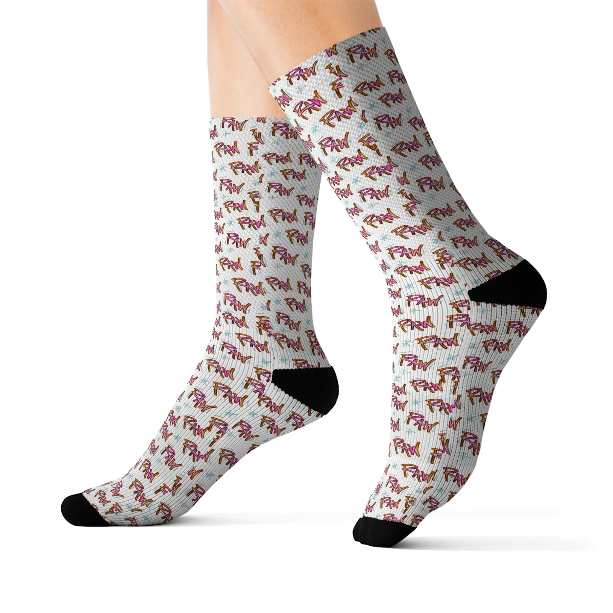 Raw Sushi "raw print" OG SOCKS white