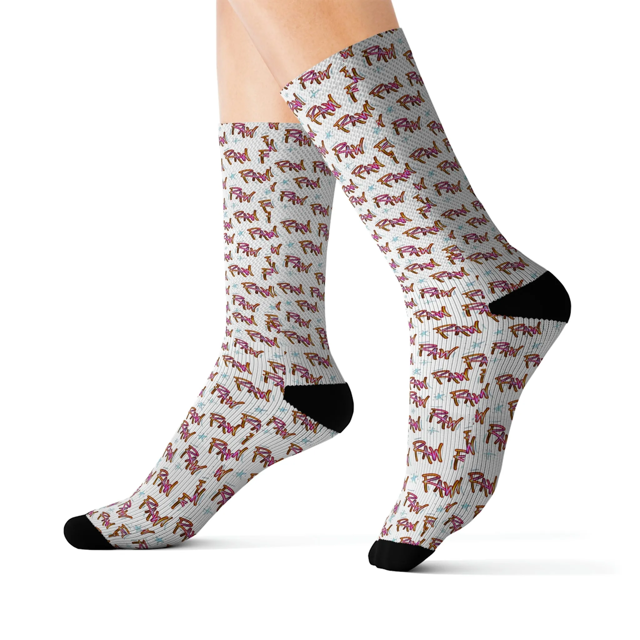 Raw Sushi "raw print" OG SOCKS white