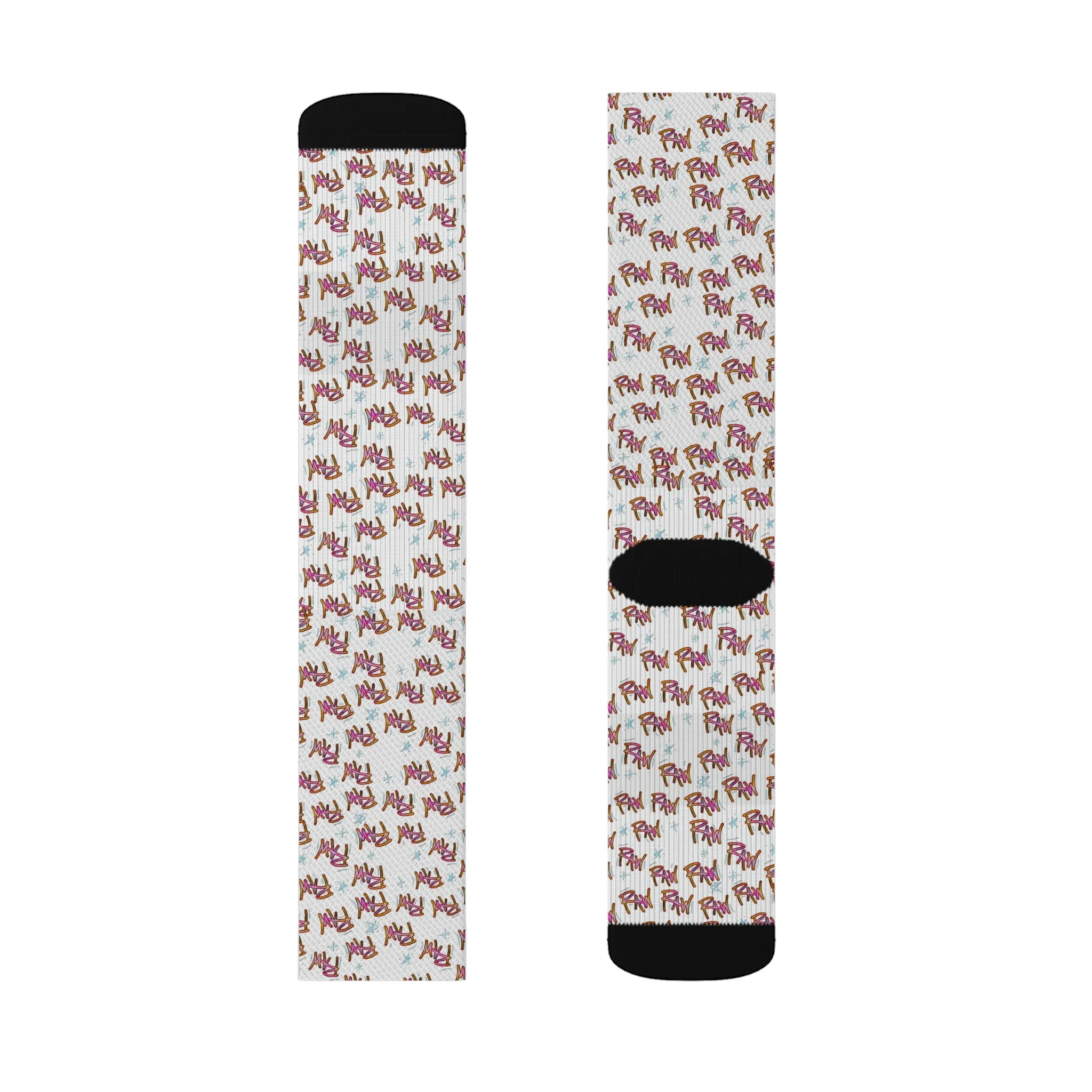 Raw Sushi "raw print" OG SOCKS white