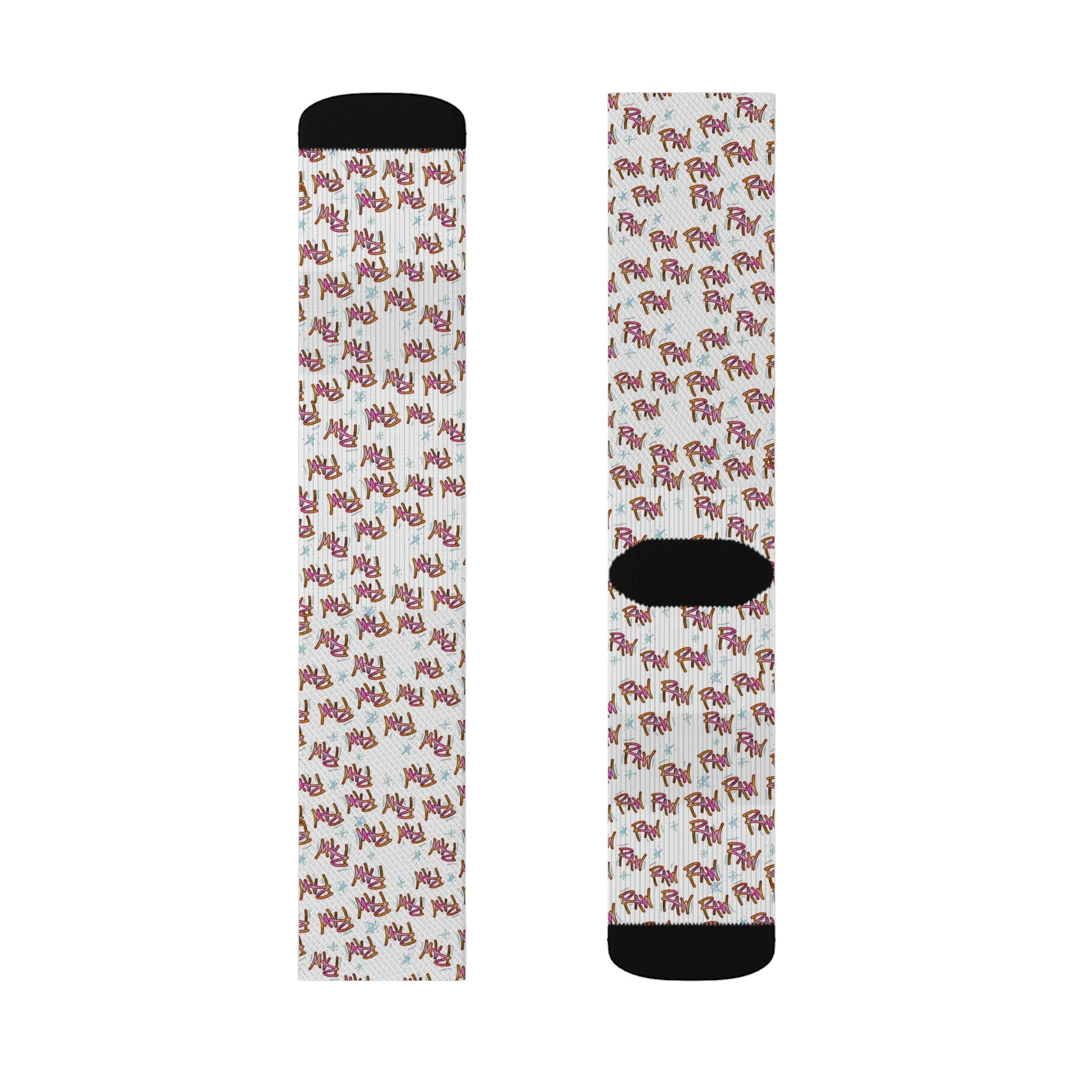 Raw Sushi "raw print" OG SOCKS white