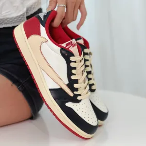 Red&Beige Custom Low Air Jordan 1 x Travis Scott