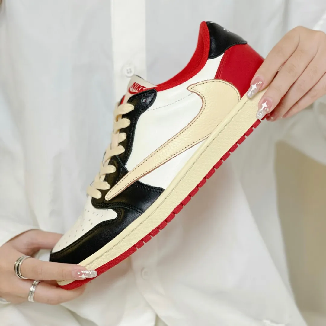 Red&Beige Custom Low Air Jordan 1 x Travis Scott