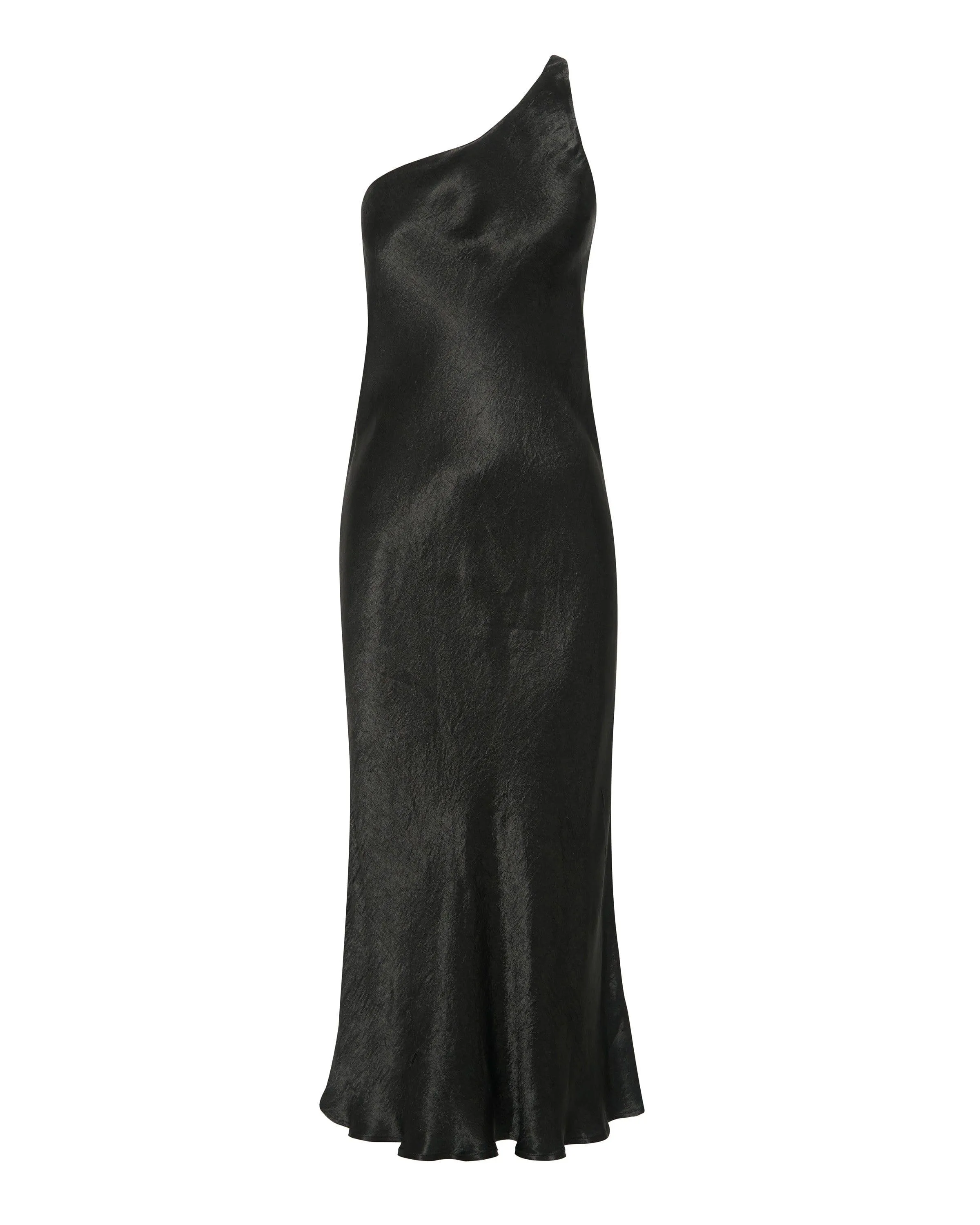 RUNNING WATER BIAS ONE SHOULDER SLIP | BLACK