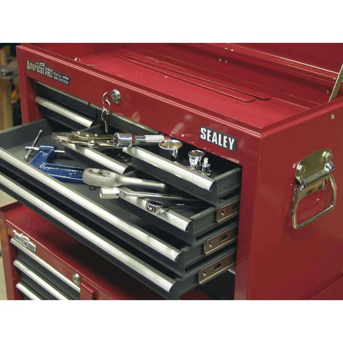 Sealey American Pro Topchest 9 Drawer with Ball-Bearing Slides - Red/Grey