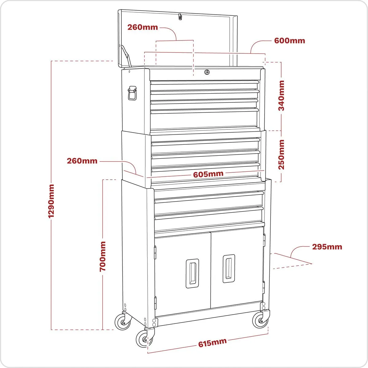 Sealey American Pro Topchest, Mid-Box Tool Chest & Rollcab 9 Drawer Stack - Green