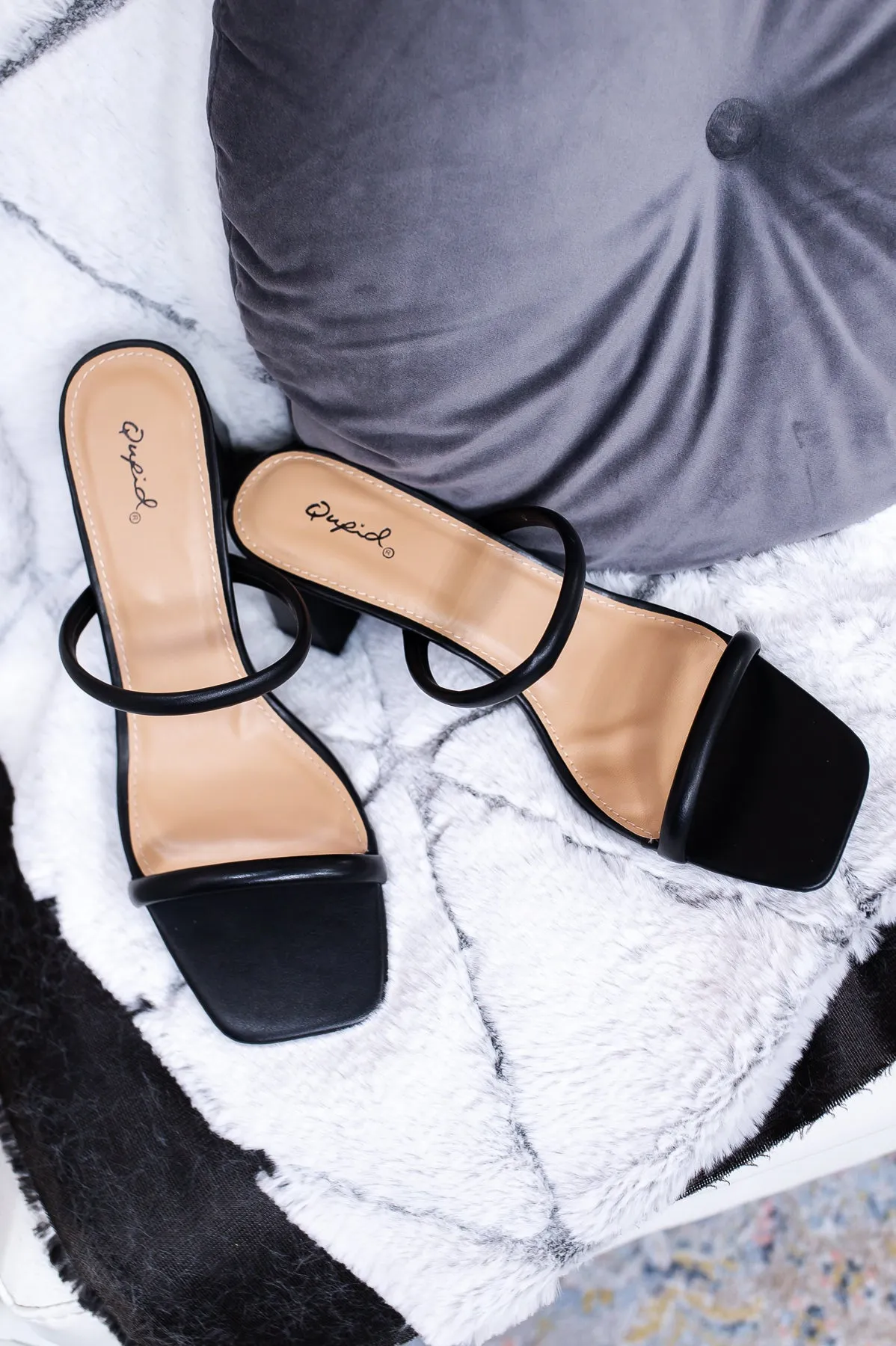 Serious About Style Black Slip On Heels - SHO2543BK