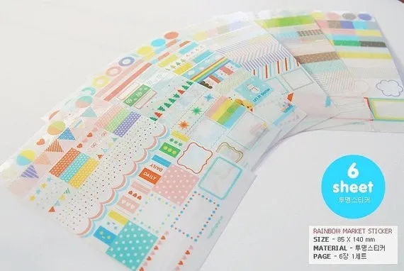 Shabby Chic dairy translucent Sticker 6 Sheets SS516
