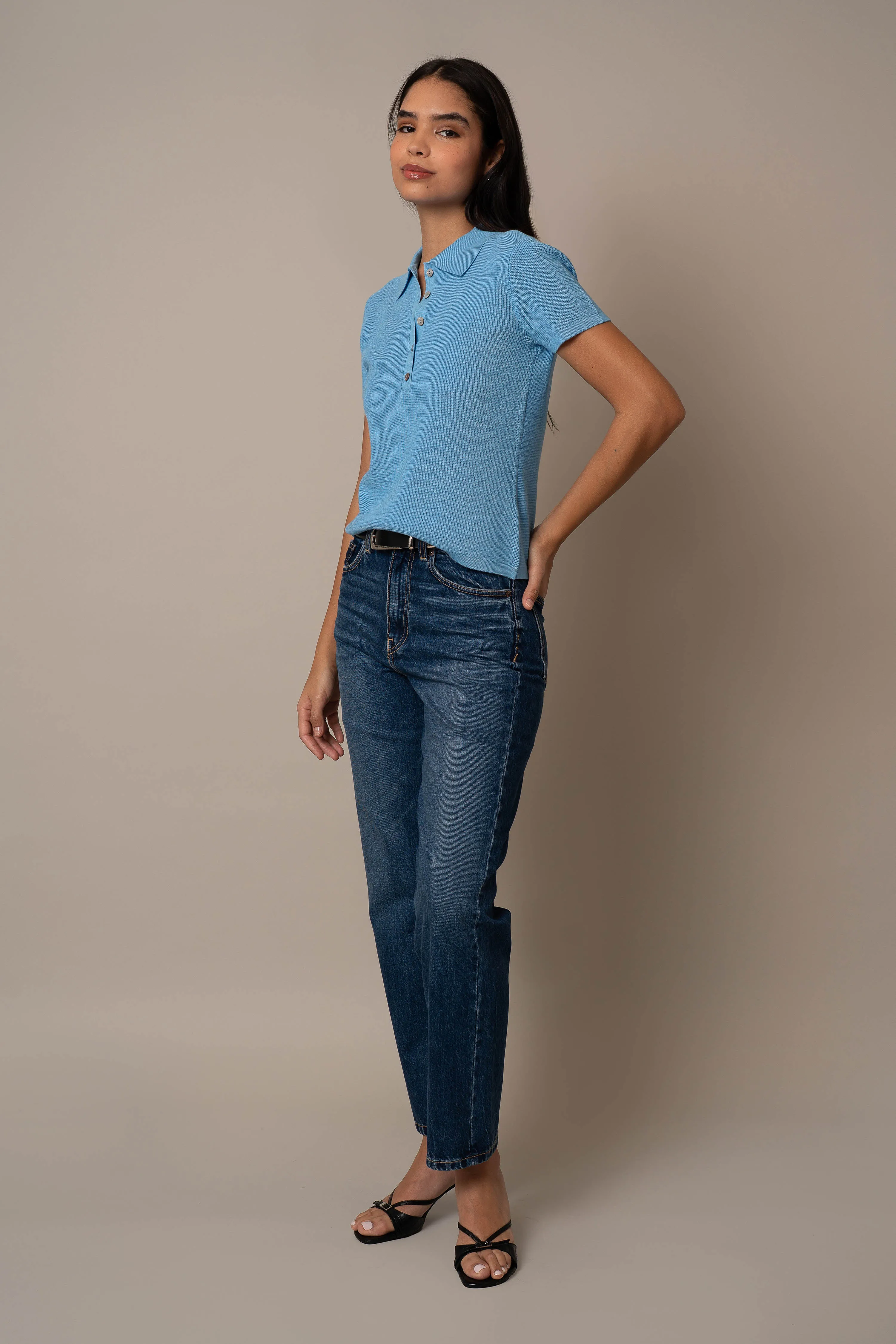 Short Sleeve Waffle Pullover