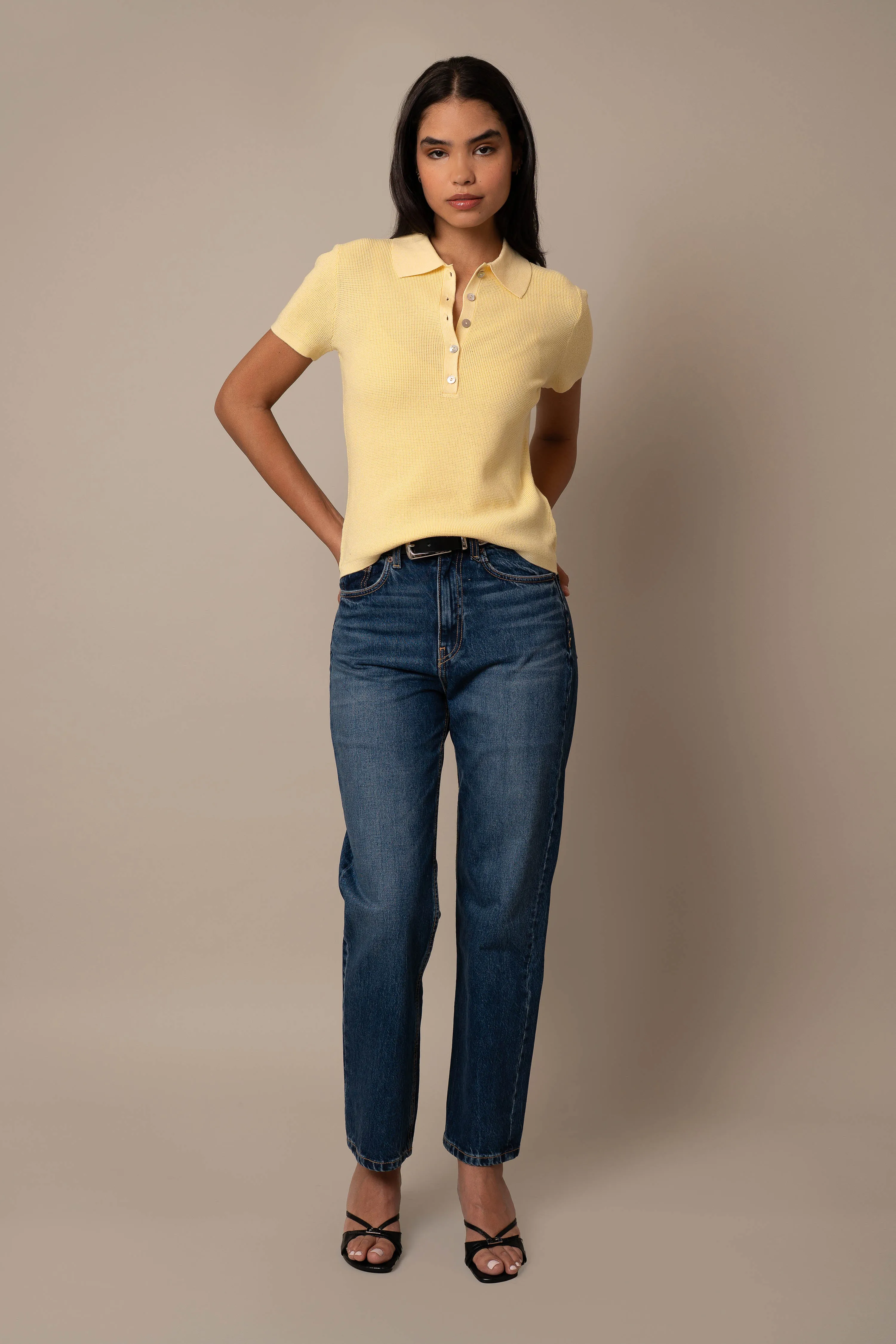 Short Sleeve Waffle Pullover