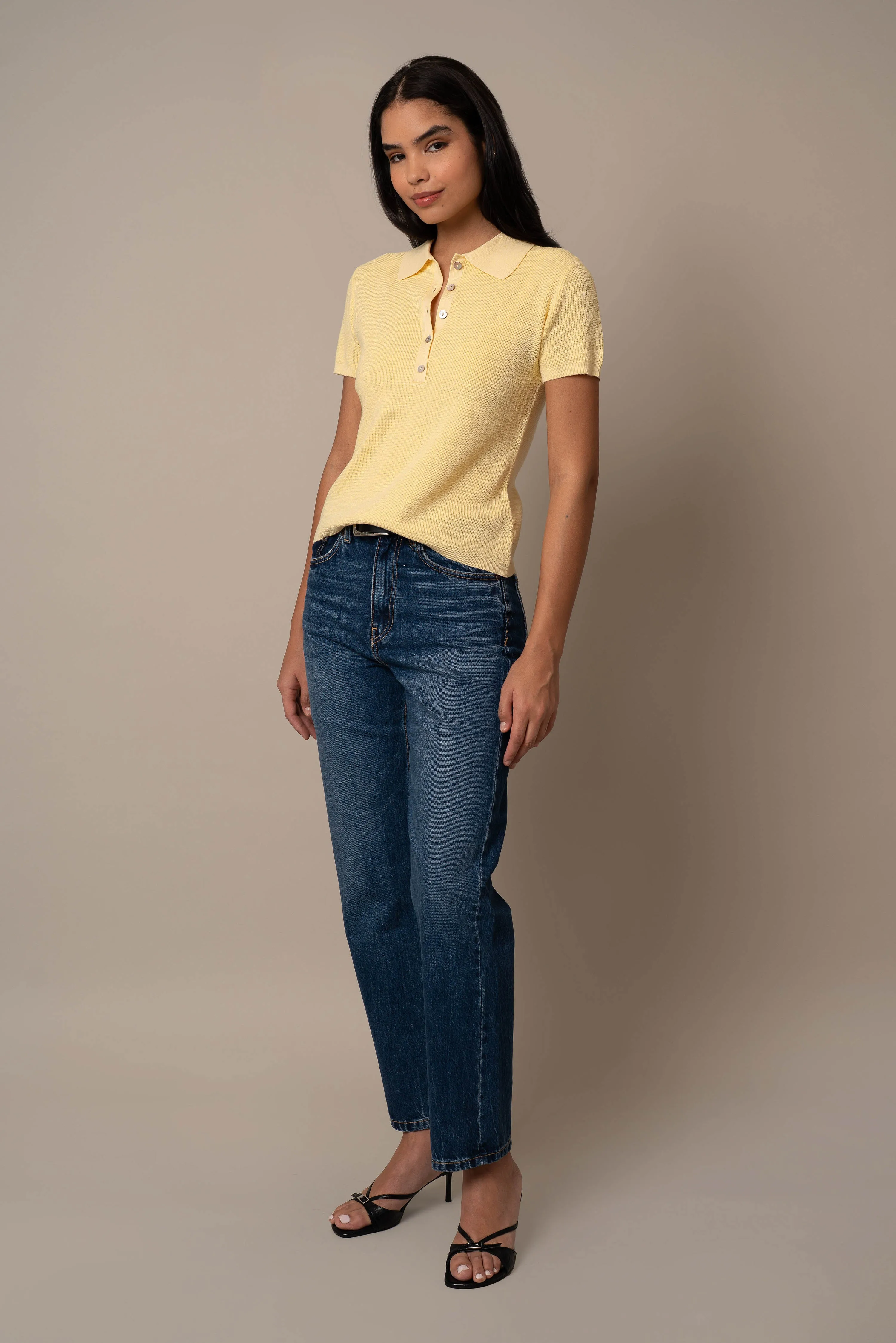 Short Sleeve Waffle Pullover