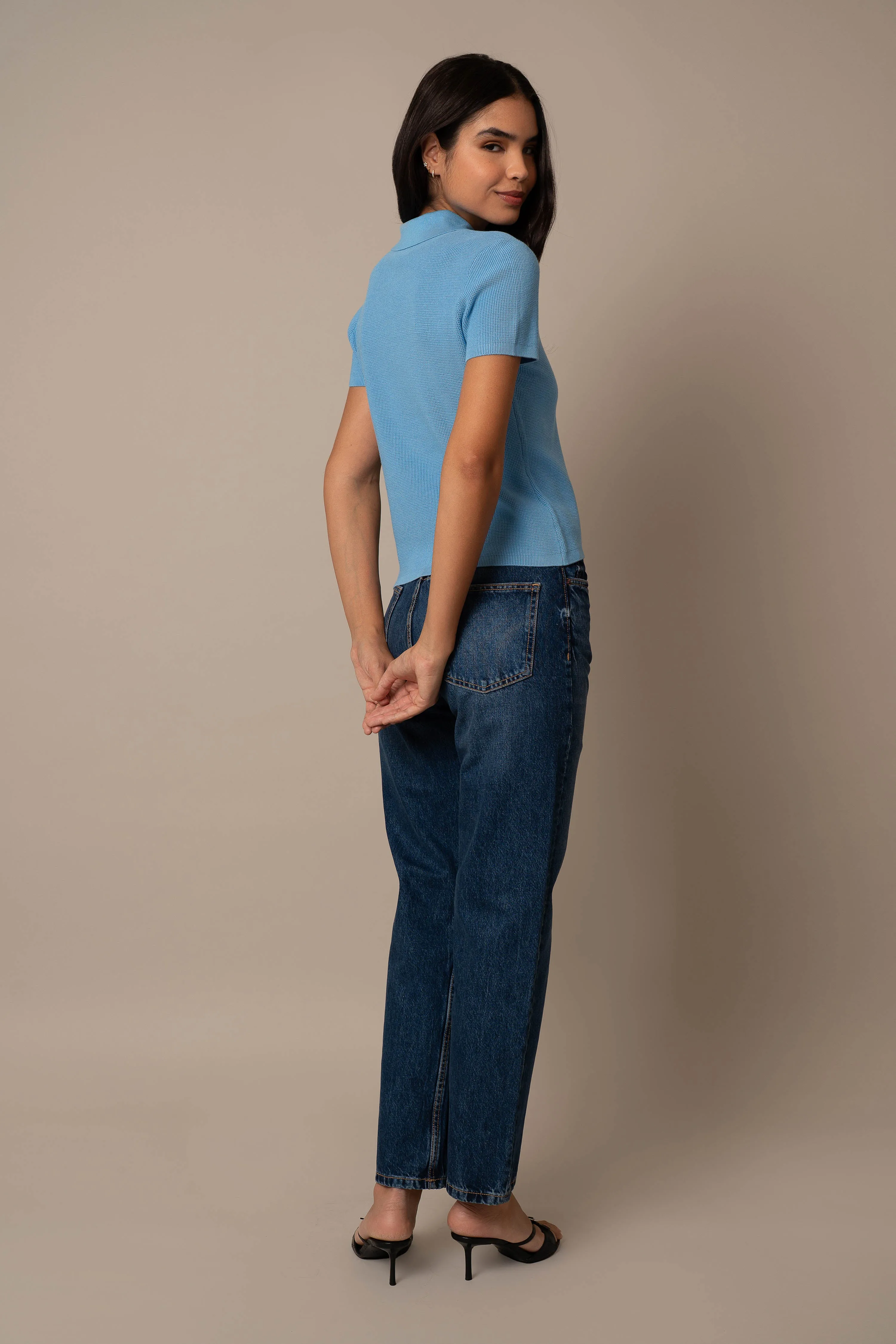 Short Sleeve Waffle Pullover