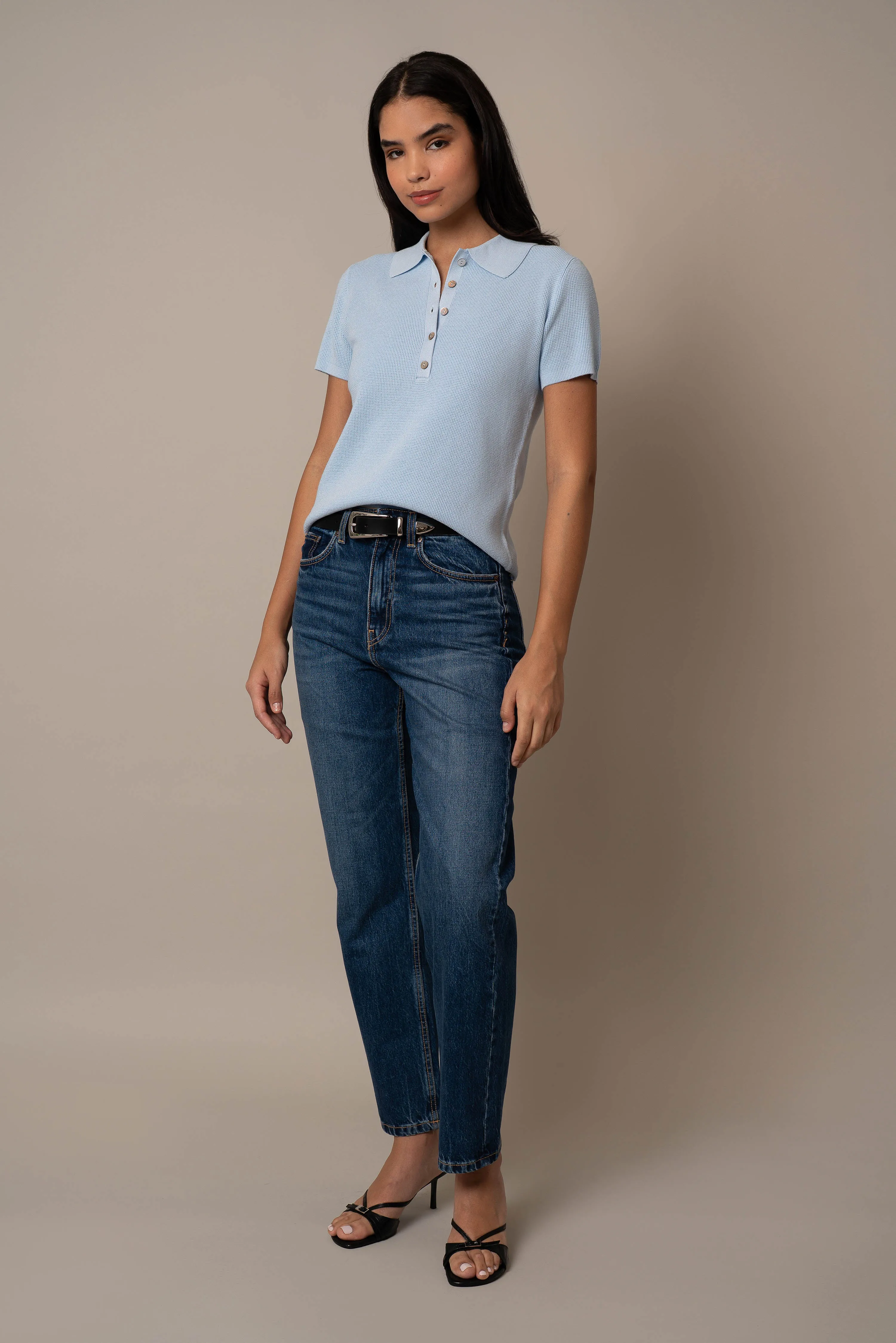 Short Sleeve Waffle Pullover