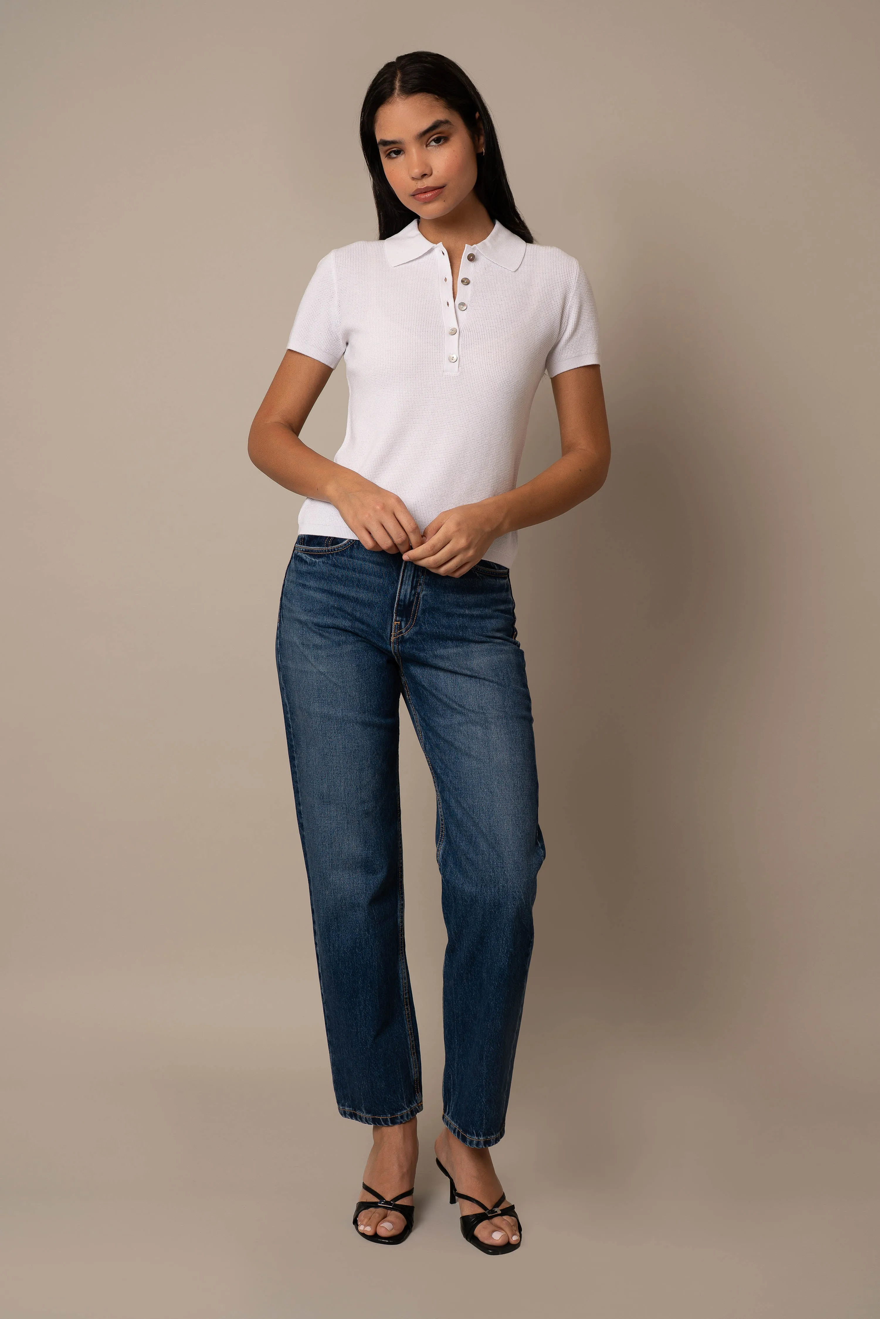 Short Sleeve Waffle Pullover