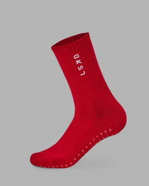 Signal Crew Pilates Grip Socks - Cherry Red