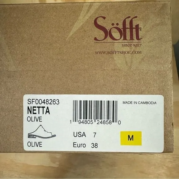 Sofft Netta Olive Camo Leather Slides Women’s Size 7