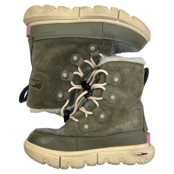 SOREL  UNISEX GREEN EXPLORER YOUTH LACE UP WATERPROOF BOOTS SZ 12