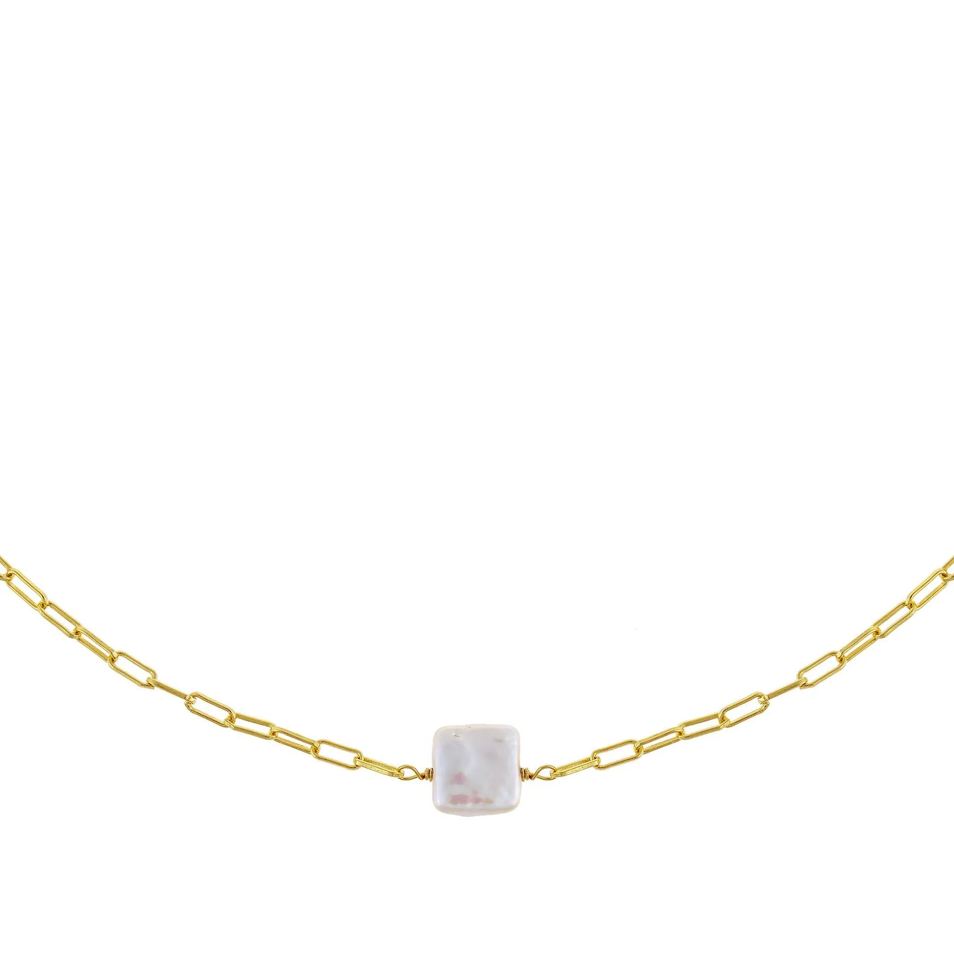 Square Pearl Link Choker