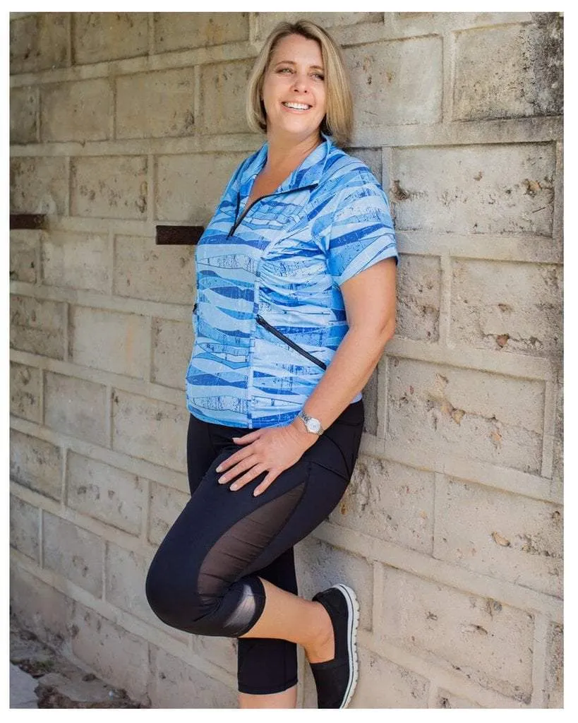 Stay Cool Short Sleeve Top - Blue Print
