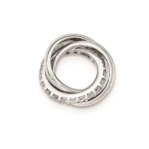 Sterling Silver CZ Polished 3 Ring Chain Slide Pendant