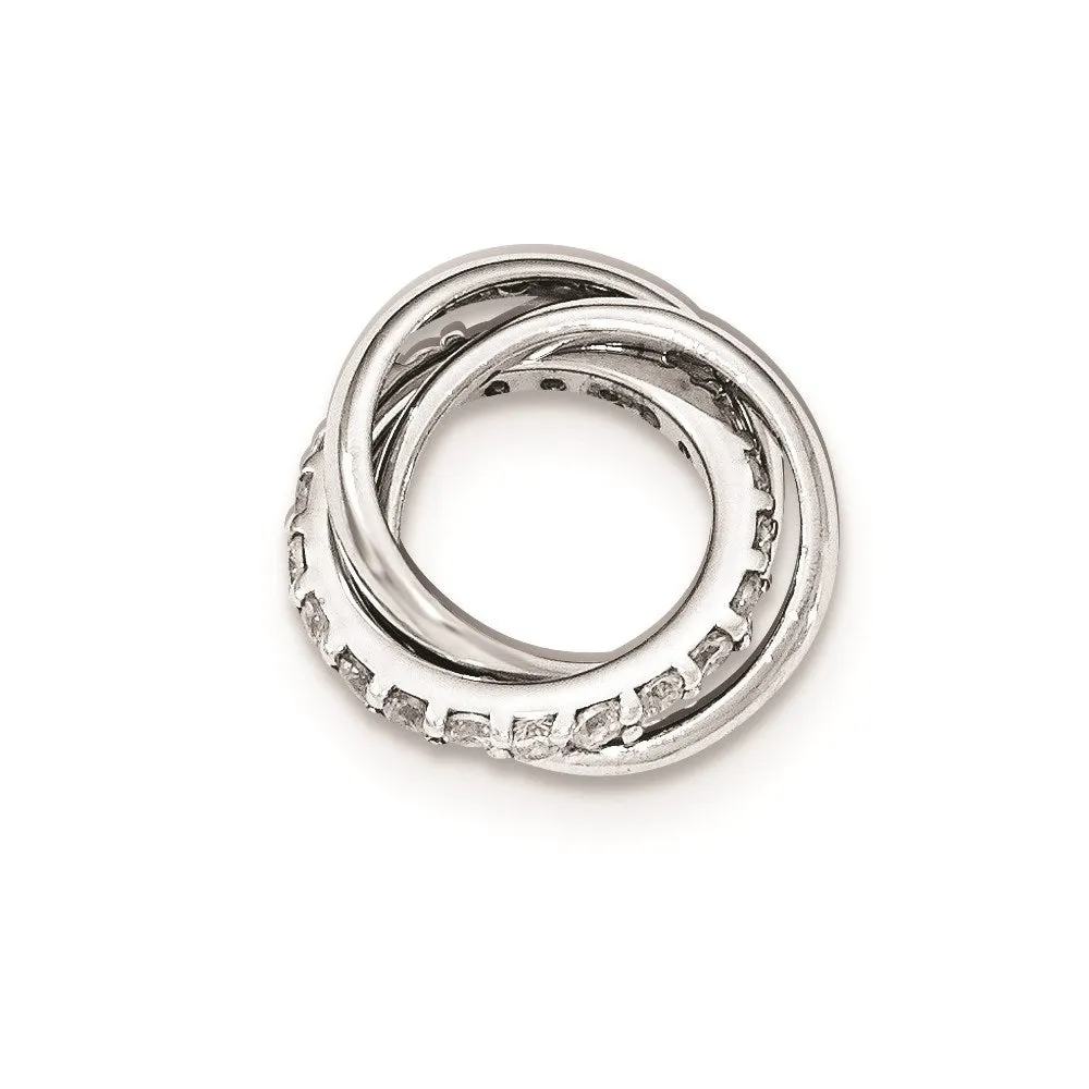 Sterling Silver CZ Polished 3 Ring Chain Slide Pendant