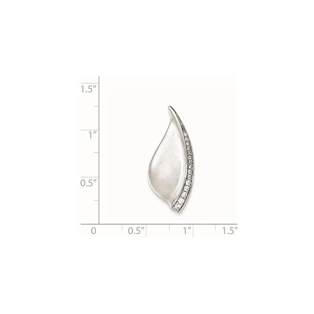 Sterling Silver Polished & Sandblast CZ Fancy Chain Slide Pendant