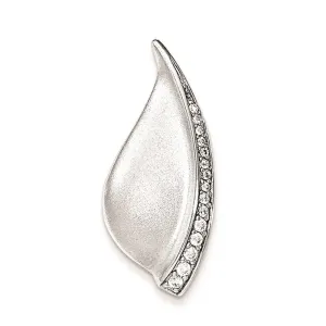 Sterling Silver Polished & Sandblast CZ Fancy Chain Slide Pendant